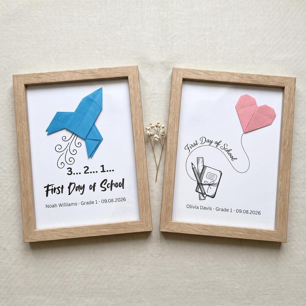 Personalized First Day of School Gift, Handmade Name Origami Art, Kindergarten P